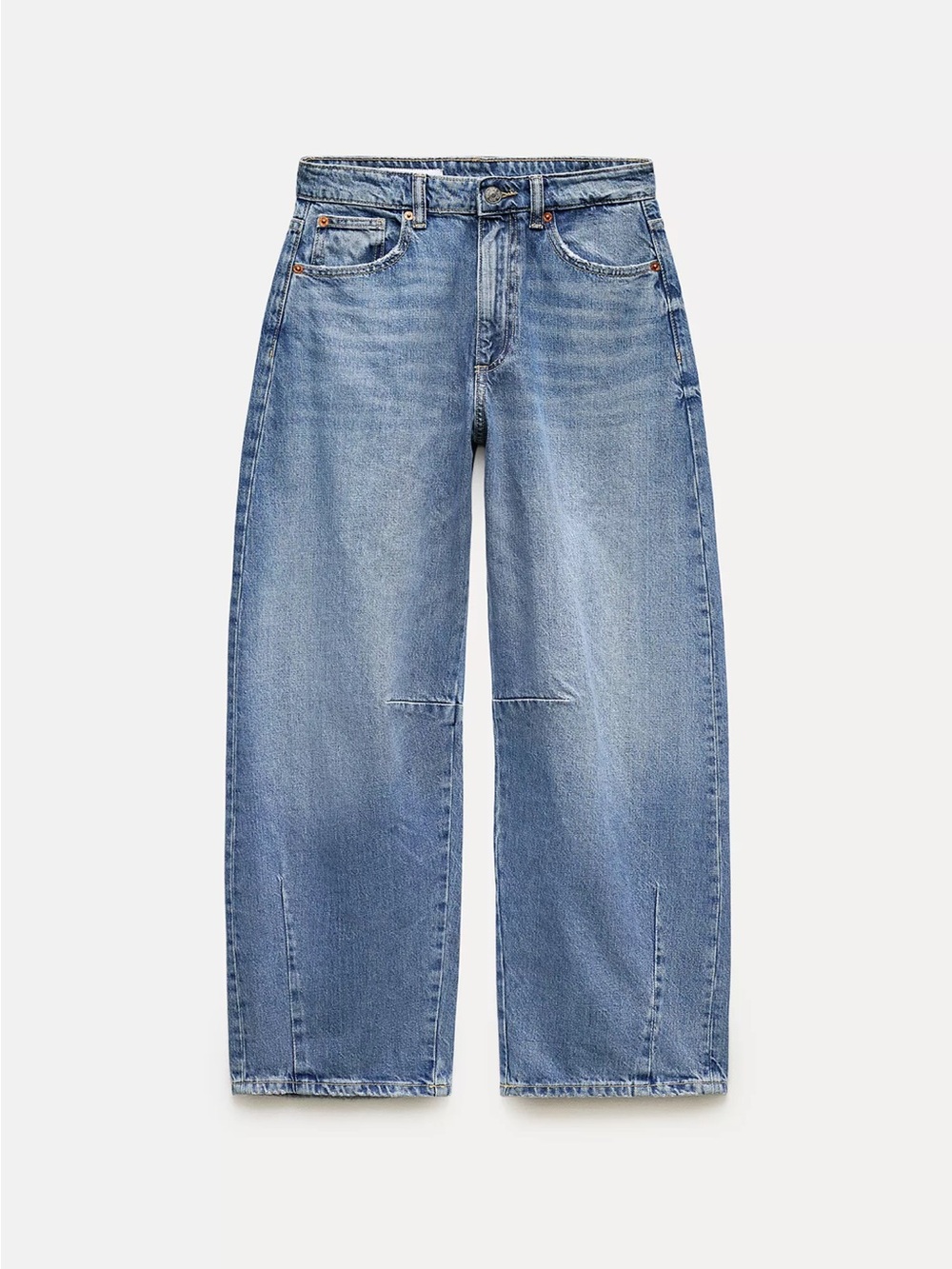 ZARA TRF MID WAIST BAGGY BALLOON JEANS